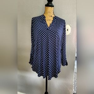 Navy Blue Polka-dot Blouse